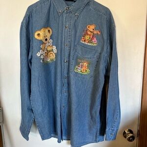 Vintage paper beard ladies chambray large button down 100% cotton